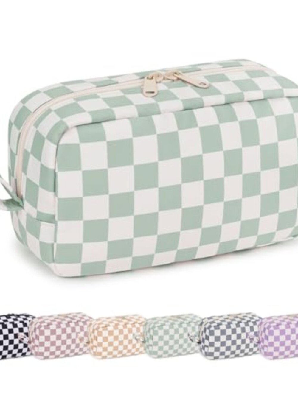 Narwey Large Checkered Makeup Bag Travel Toiletry Organizer Cosmetic Bag